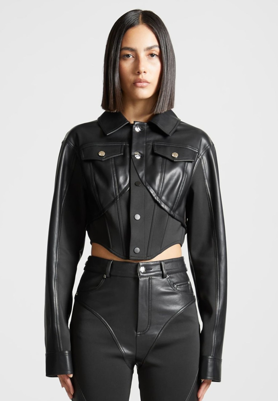 Maniere De Voir Vegan Leather Contour Jacket | Matching Sets