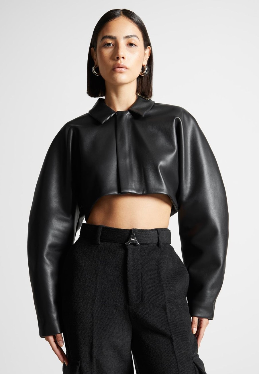 Maniere De Voir Vegan Leather Super Cropped Jacket | Jackets