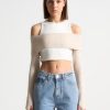 Maniere De Voir Crop Top With Knitted Overlay | Tops & T Shirts