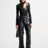 Maniere De Voir Vegan Leather Carpenter Cargo Trousers | Trousers