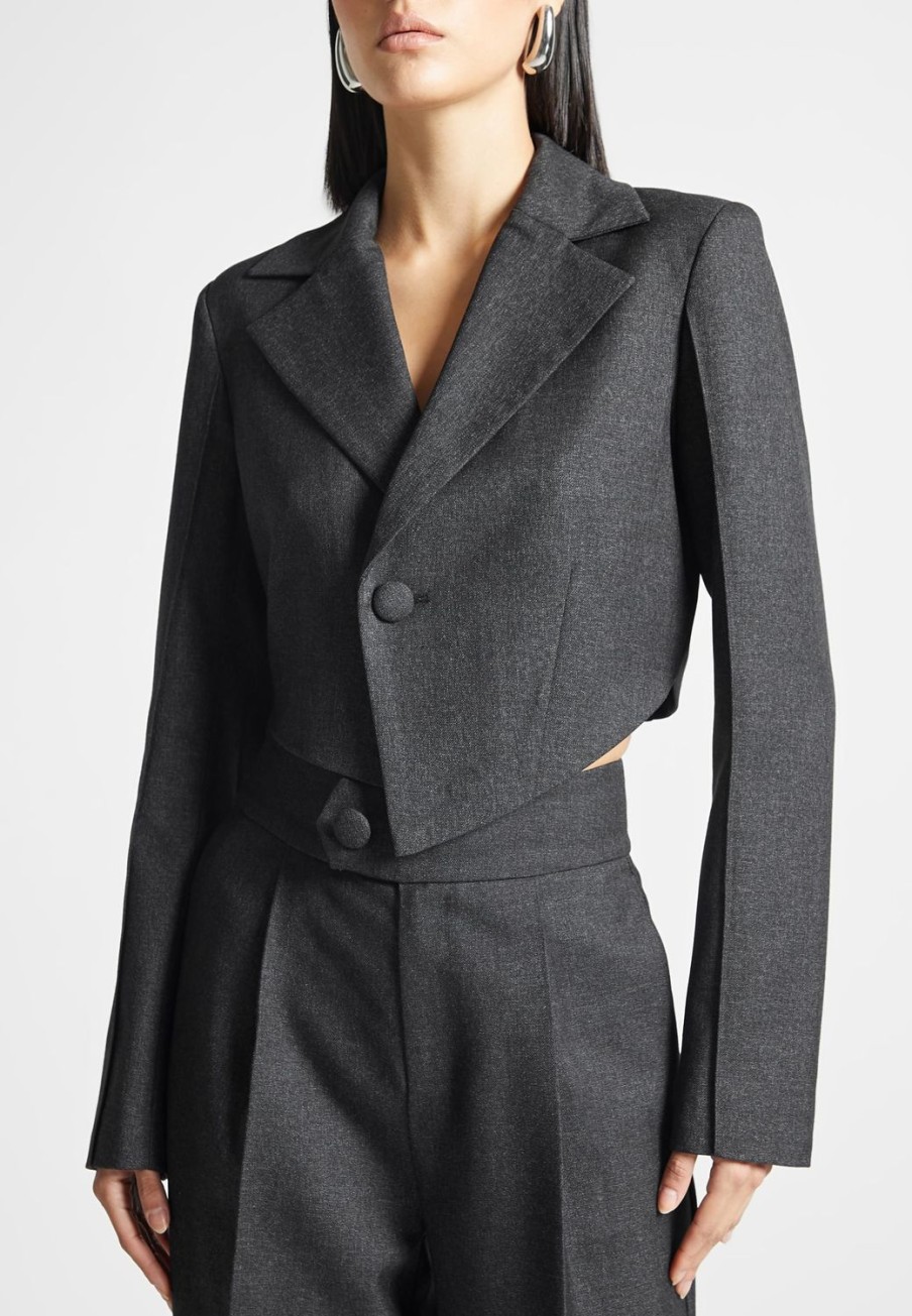 Maniere De Voir Asymmetric Tailored Cropped Blazer | Blazers & Waistcoats