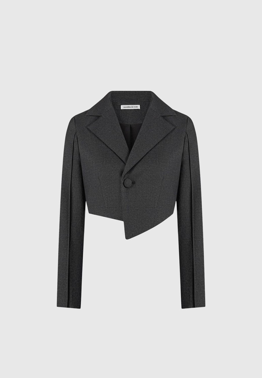 Maniere De Voir Asymmetric Tailored Cropped Blazer | Blazers & Waistcoats