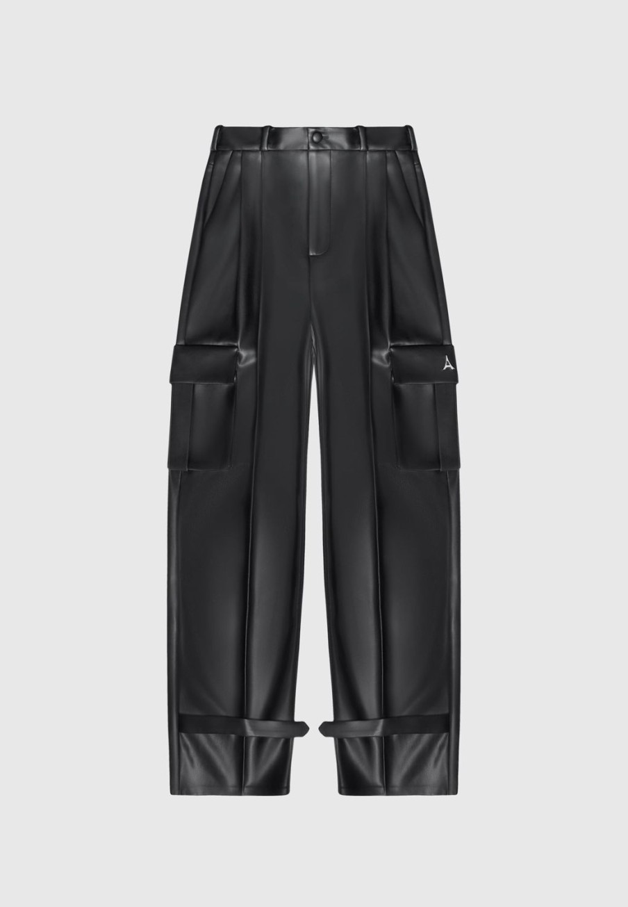 Maniere De Voir Vegan Leather Pleated Cargo Trousers | Matching Sets