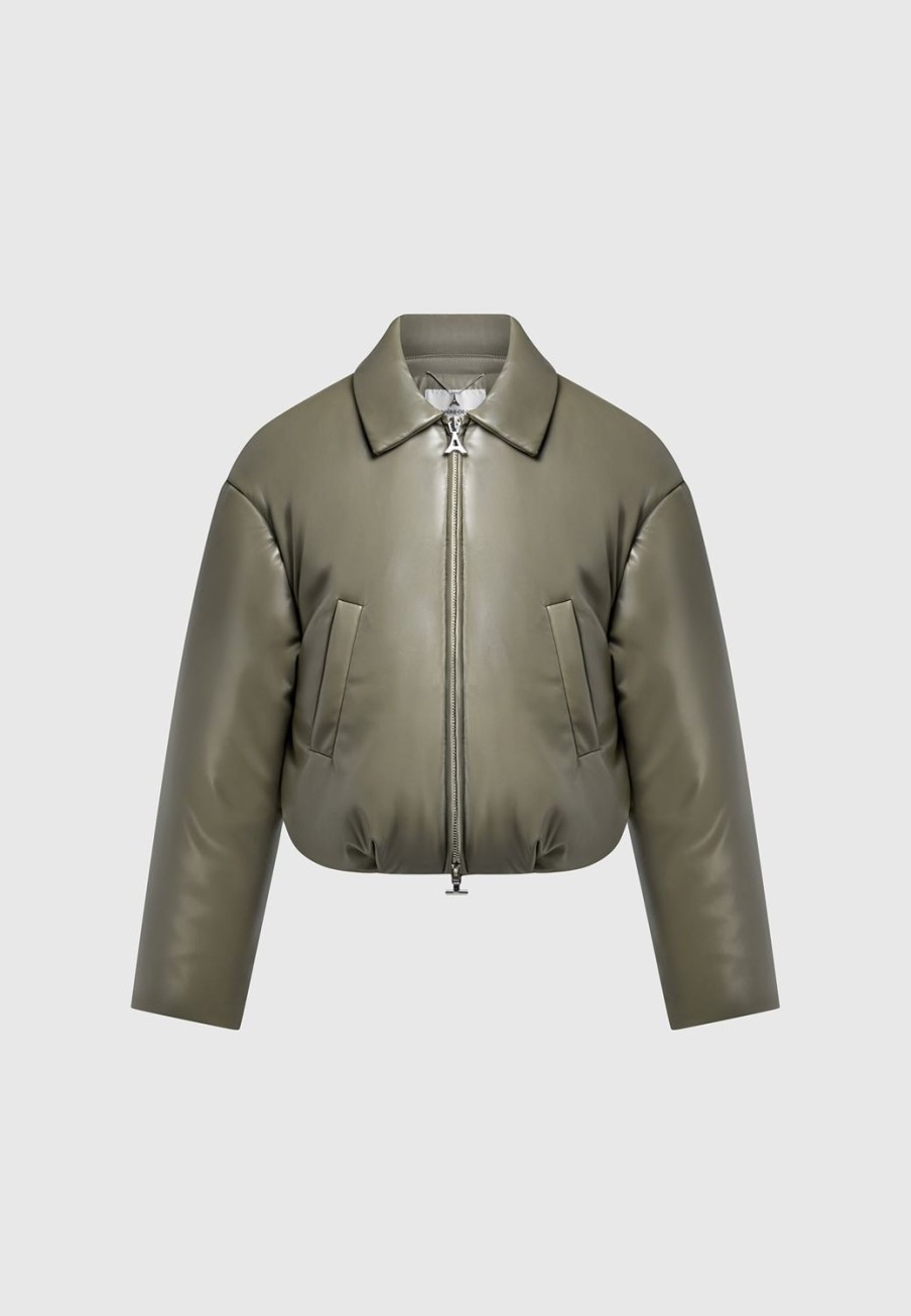 Maniere De Voir Vegan Leather Padded Bomber Jacket | Jackets