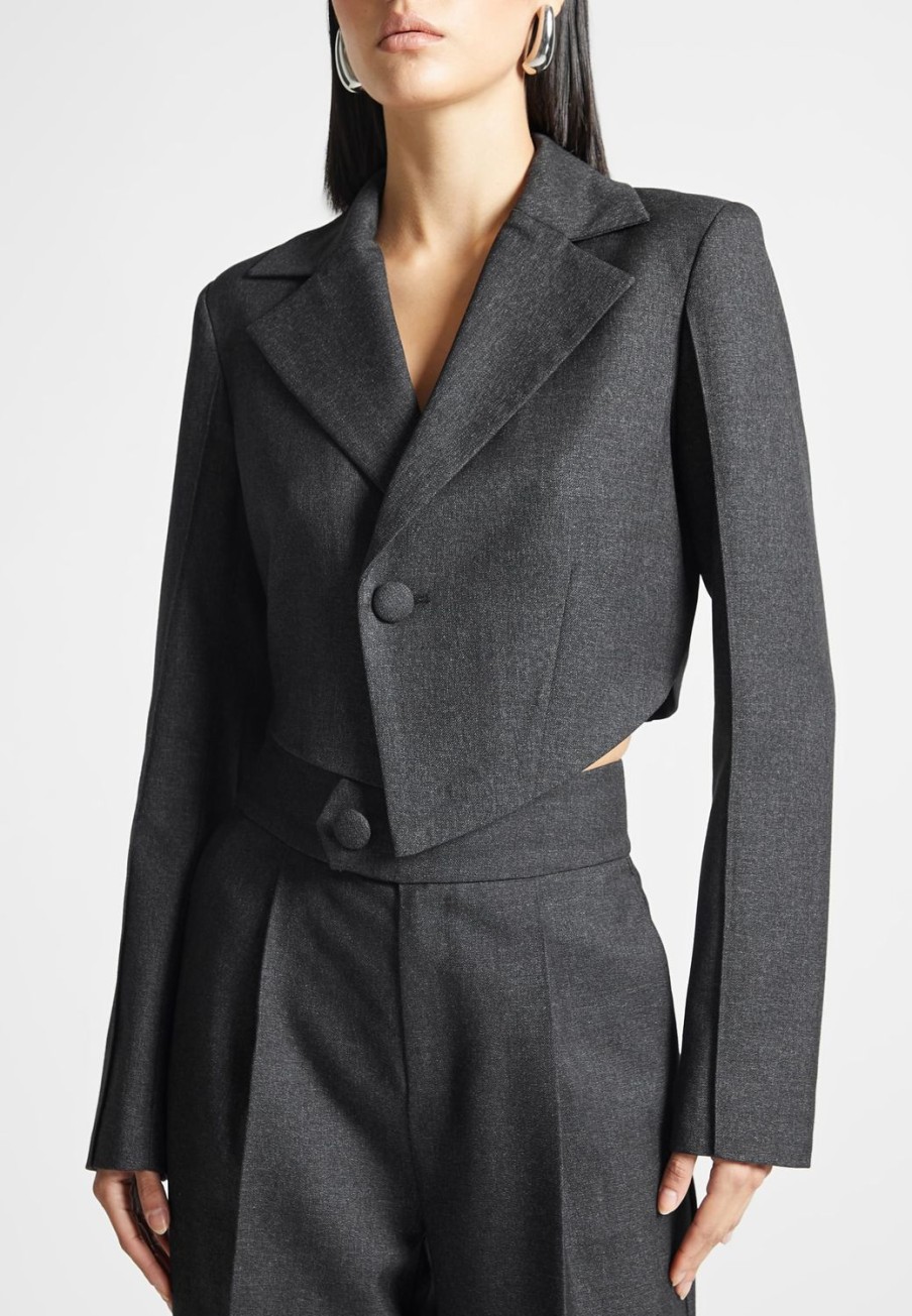 Maniere De Voir Asymmetric Tailored Cropped Blazer | Matching Sets