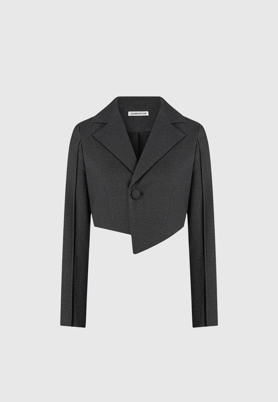 Maniere De Voir Asymmetric Tailored Cropped Blazer | Matching Sets