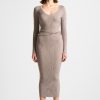 Maniere De Voir Ribbed Knit Midaxi Dress With Chain Belt | Dresses