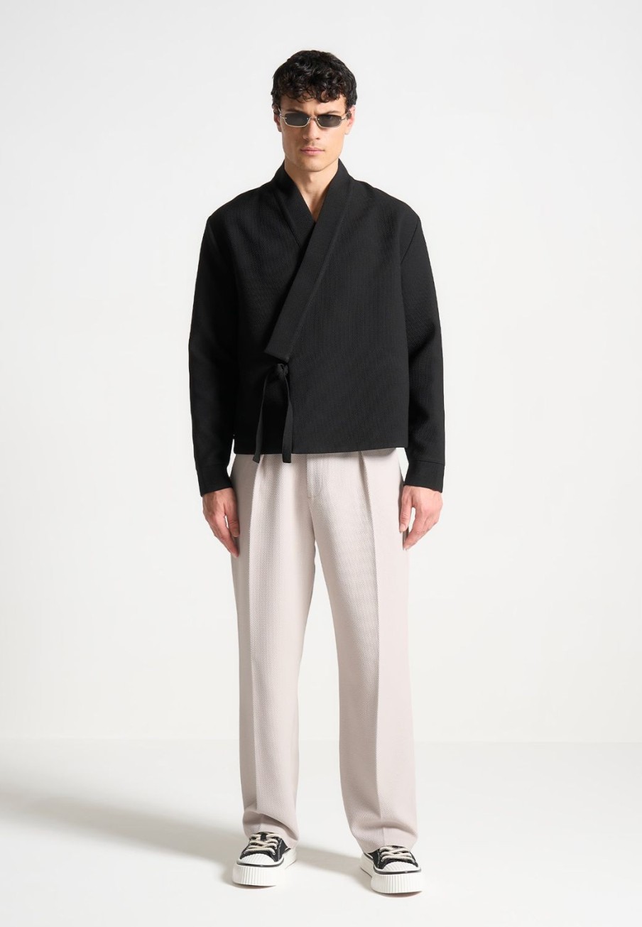 Maniere De Voir Textured Kimono Wrap Jacket | Modern Tailoring