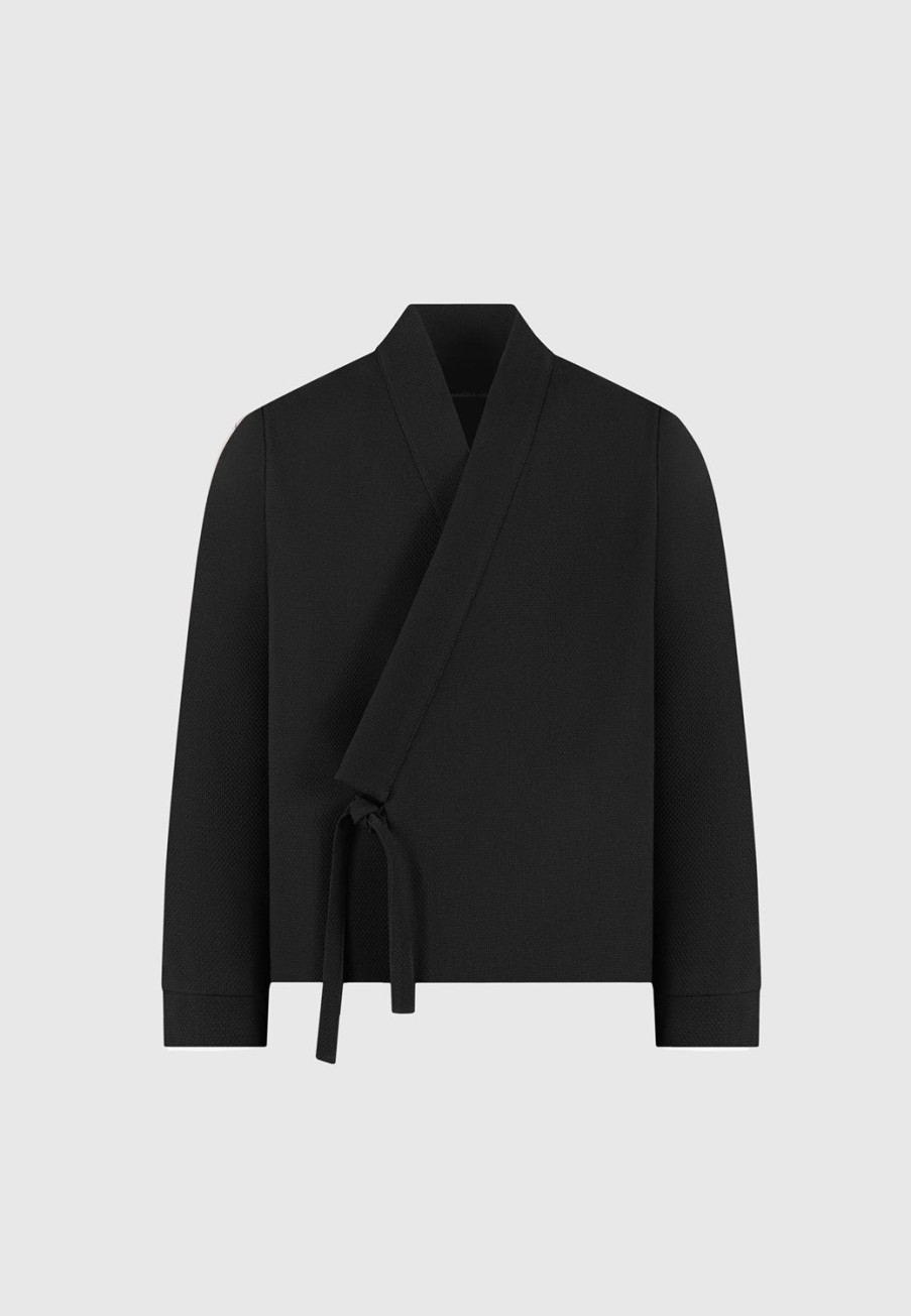 Maniere De Voir Textured Kimono Wrap Jacket | Modern Tailoring