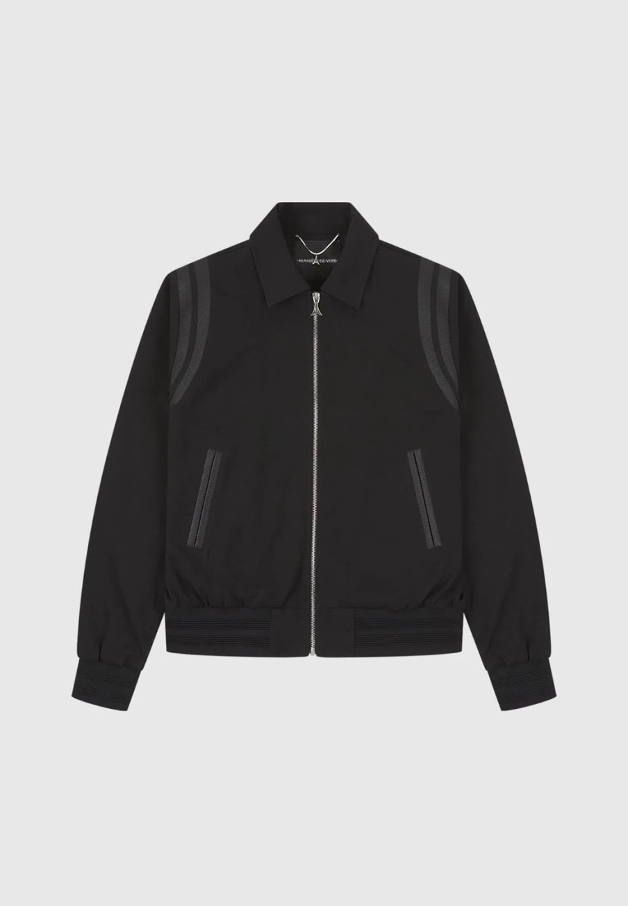 Maniere De Voir Leather Panelled Varsity Jacket | Jackets