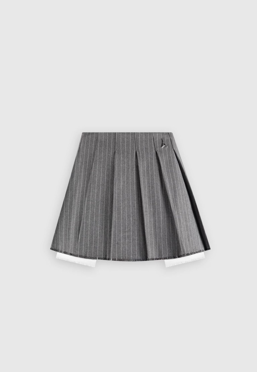 Maniere De Voir Pinstripe Pleated Skort - Grey Pinstripe | Matching Sets