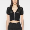 Maniere De Voir Zip Front Knitted Crop Top | Tops & T Shirts