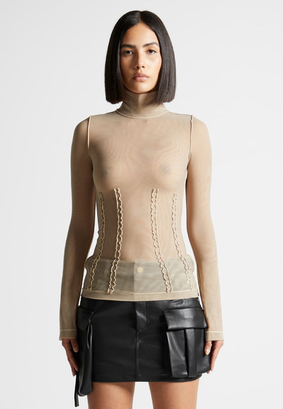 Maniere De Voir Mesh Double Layer Top | Tops & T Shirts