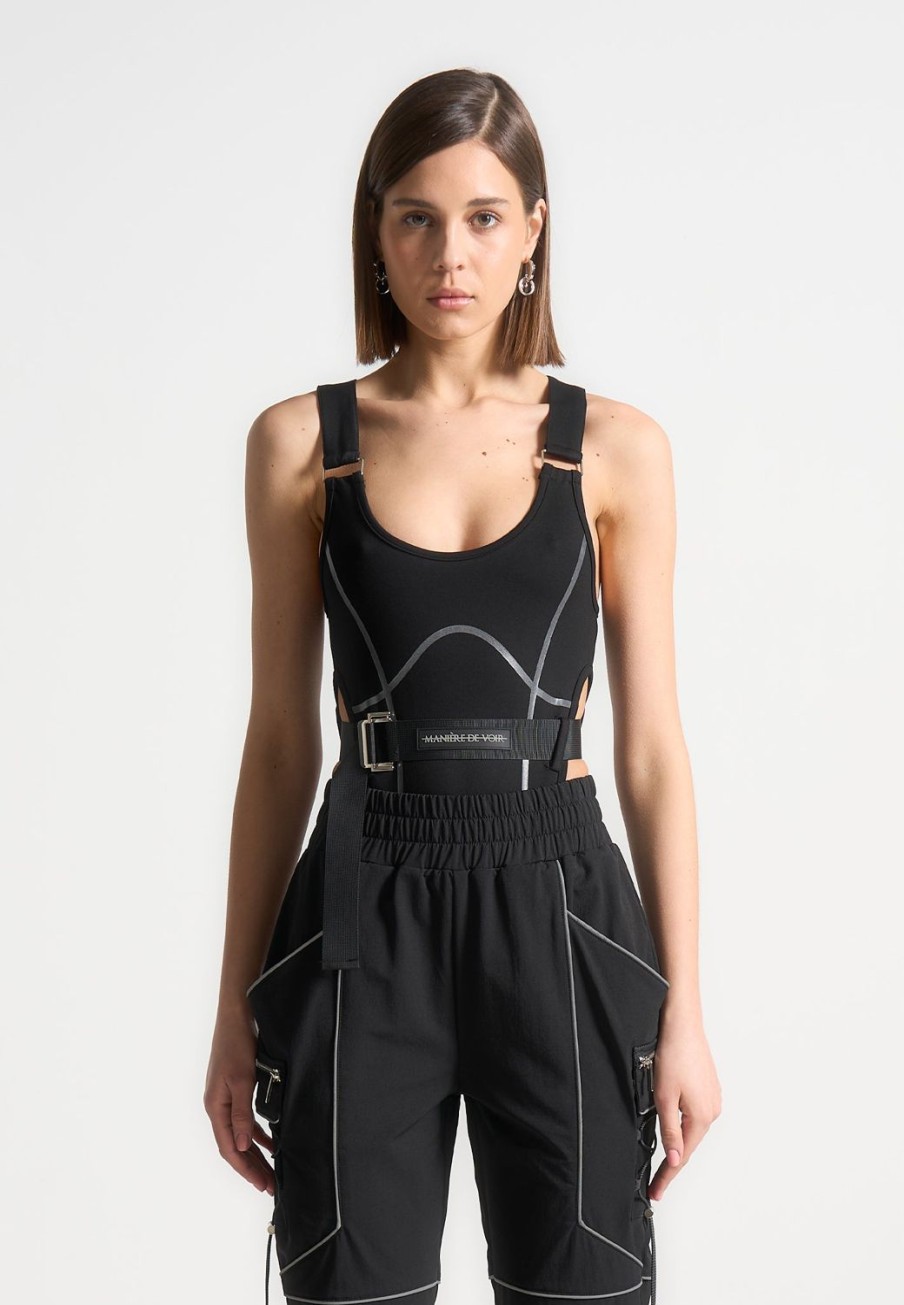 Maniere De Voir High Leg Reflective Bodysuit | Bodysuits