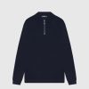 Maniere De Voir Merino Wool Long Sleeve Polo Top With Zip | Polo Tops