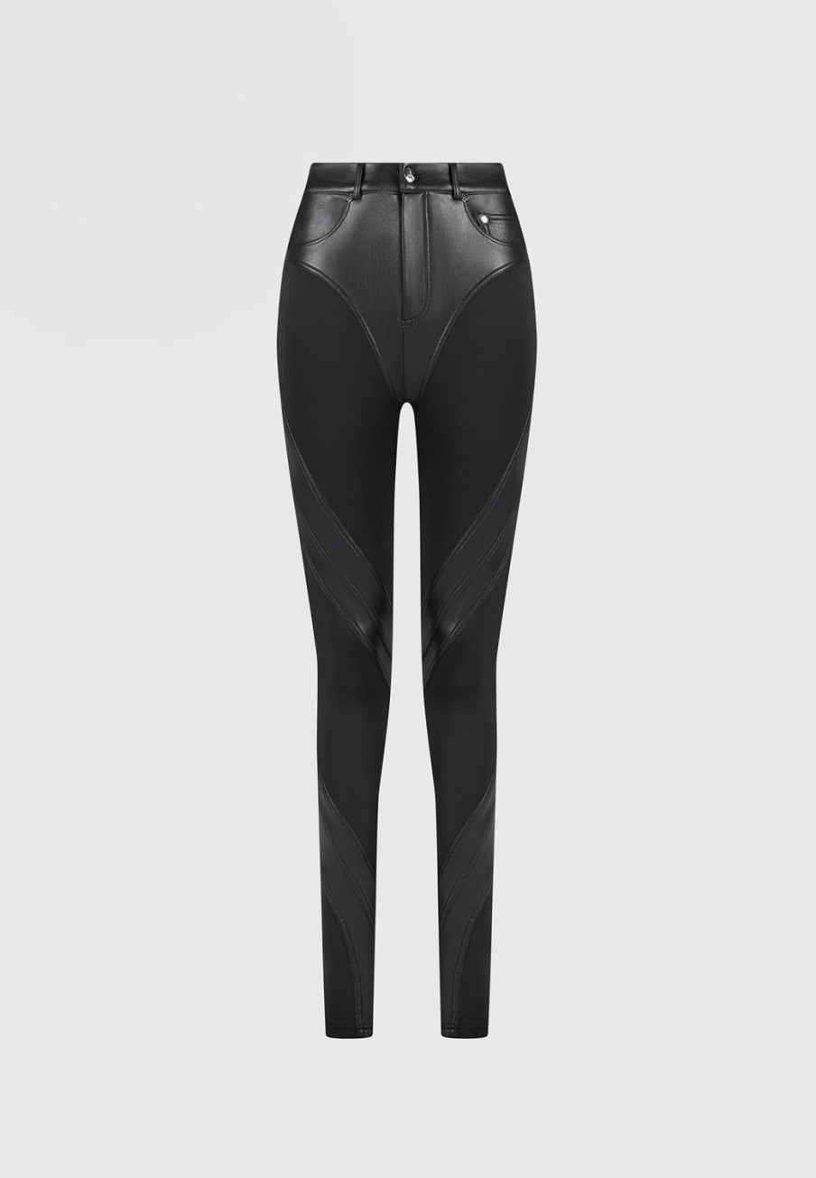 Maniere De Voir Vegan Leather Contour Leggings | Leggings