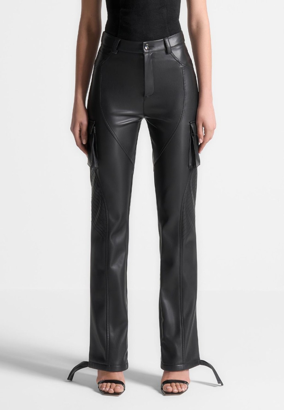 Maniere De Voir Vegan Leather Biker Trousers | Trousers