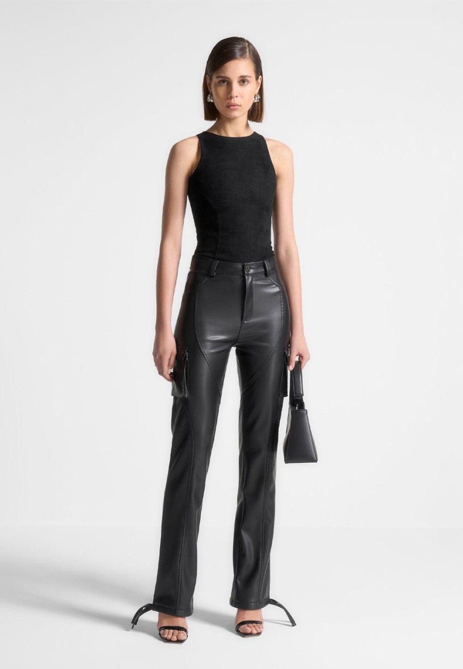 Maniere De Voir Vegan Leather Biker Trousers | Trousers