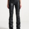 Maniere De Voir Tacked Vegan Leather Flared Trousers | Trousers