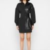 Maniere De Voir Half Vegan Leather Shirt Dress | Dresses