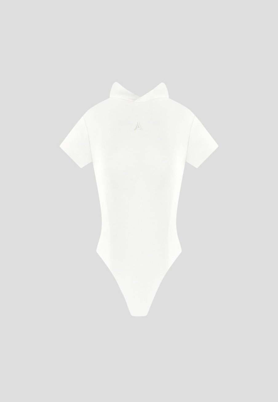 Maniere De Voir Short Sleeve Bodysuit With Hood | Bodysuits