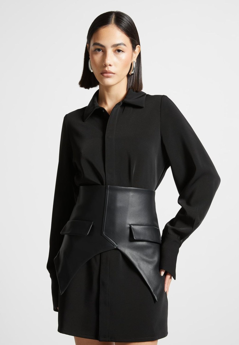 Maniere De Voir Corset Shirt Dress | Dresses