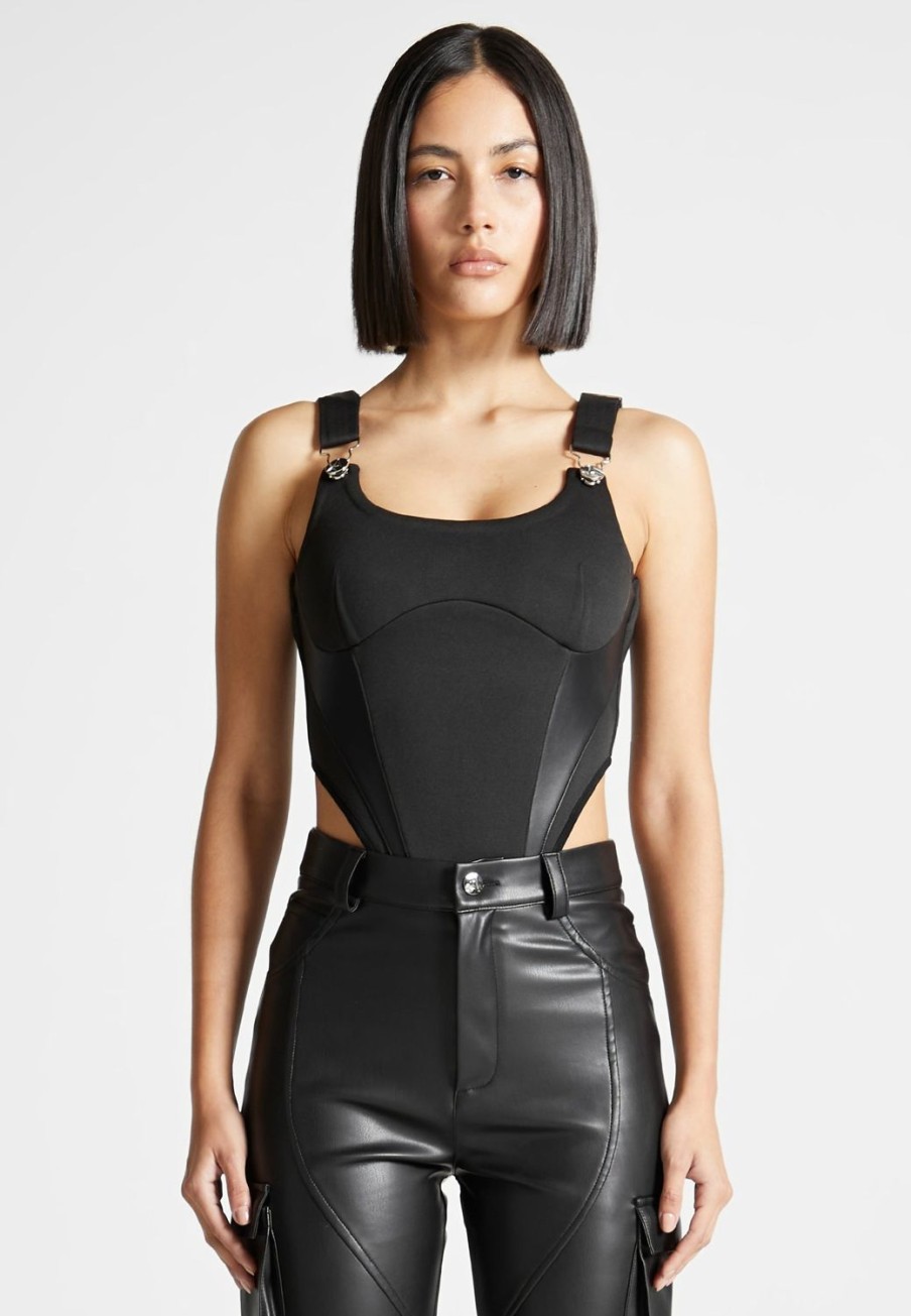 Maniere De Voir Eiffel Detail High Leg Bodysuit | Bodysuits