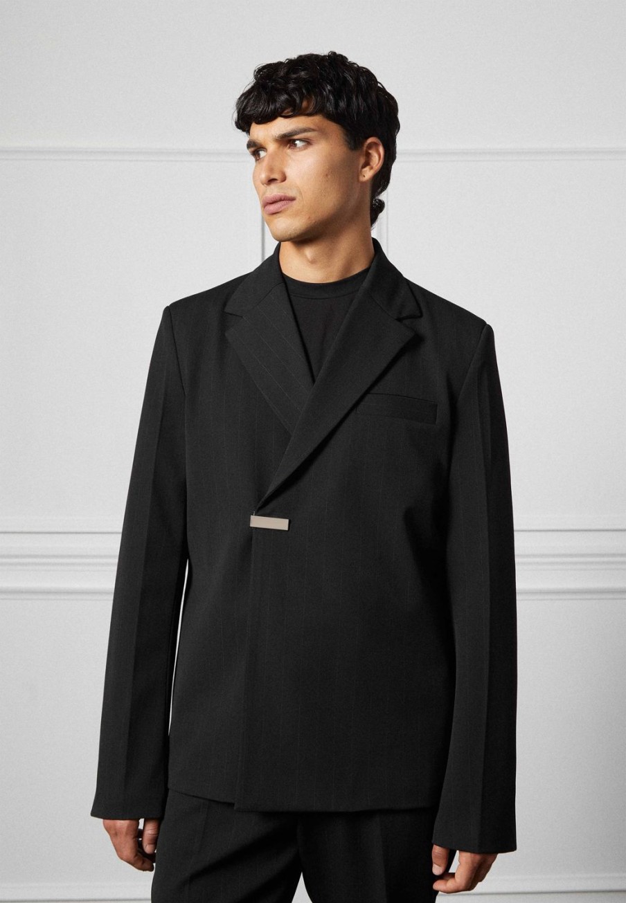 Maniere De Voir Double Breasted Pinstripe Suit Jacket | Modern Tailoring