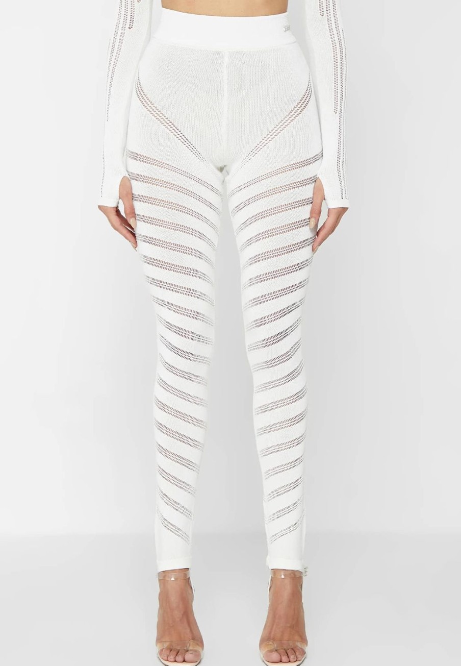 Maniere De Voir High Waisted Knitted Spiral Contour Leggings | Matching Sets