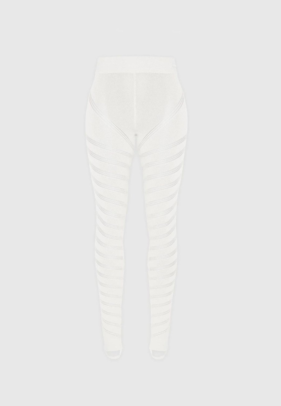 Maniere De Voir High Waisted Knitted Spiral Contour Leggings | Matching Sets