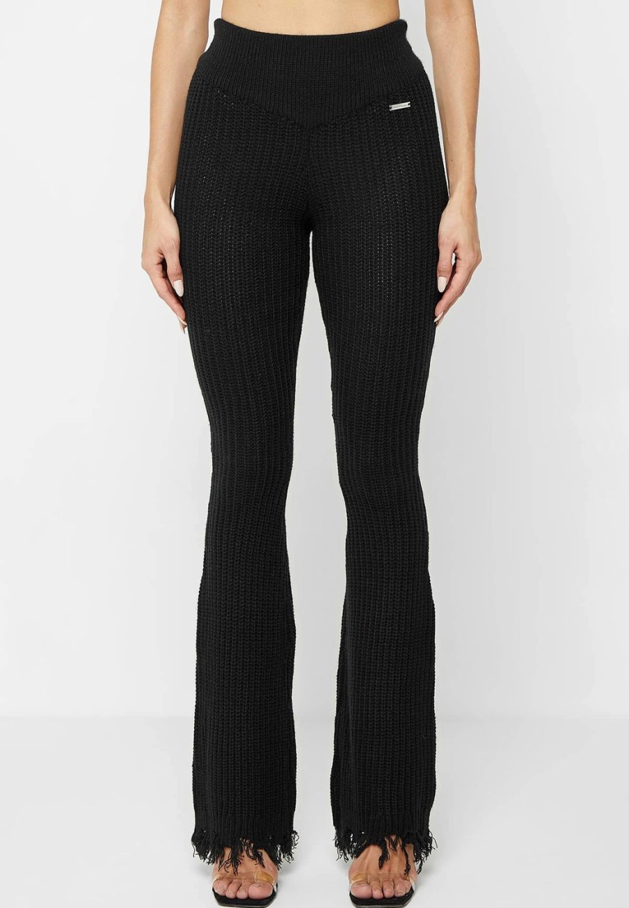 Maniere De Voir Distressed Knitted Fit And Flare Leggings | Leggings