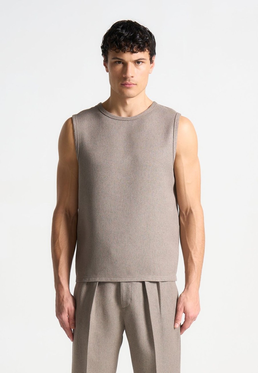 Maniere De Voir Boxy Textured Vest | Modern Tailoring