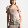 Maniere De Voir Renaissance Camo Bardot Corset Top | Matching Sets