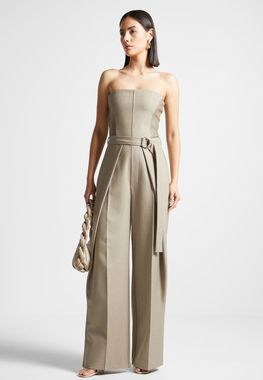 Maniere De Voir Tailored Pleat Jumpsuit With Belt | Jumpsuits & Playsuits