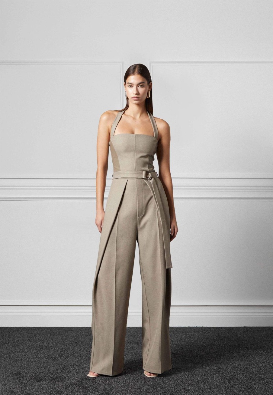 Maniere De Voir Tailored Pleat Jumpsuit With Belt | Jumpsuits & Playsuits