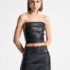 Maniere De Voir Vegan Leather Pleated Bandeau Corset Top | Matching Sets