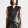 Maniere De Voir Vegan Leather Wrap Waistcoat | Blazers & Waistcoats