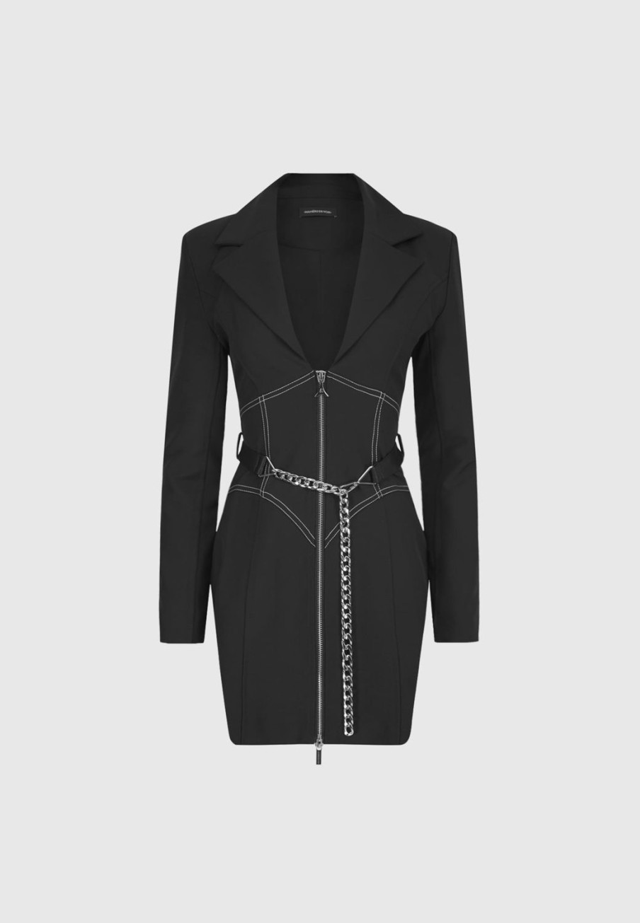 Maniere De Voir Corset Blazer Dress With Chain | Dresses