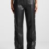 Maniere De Voir Vegan Leather Pintuck Popper Trousers | Trousers