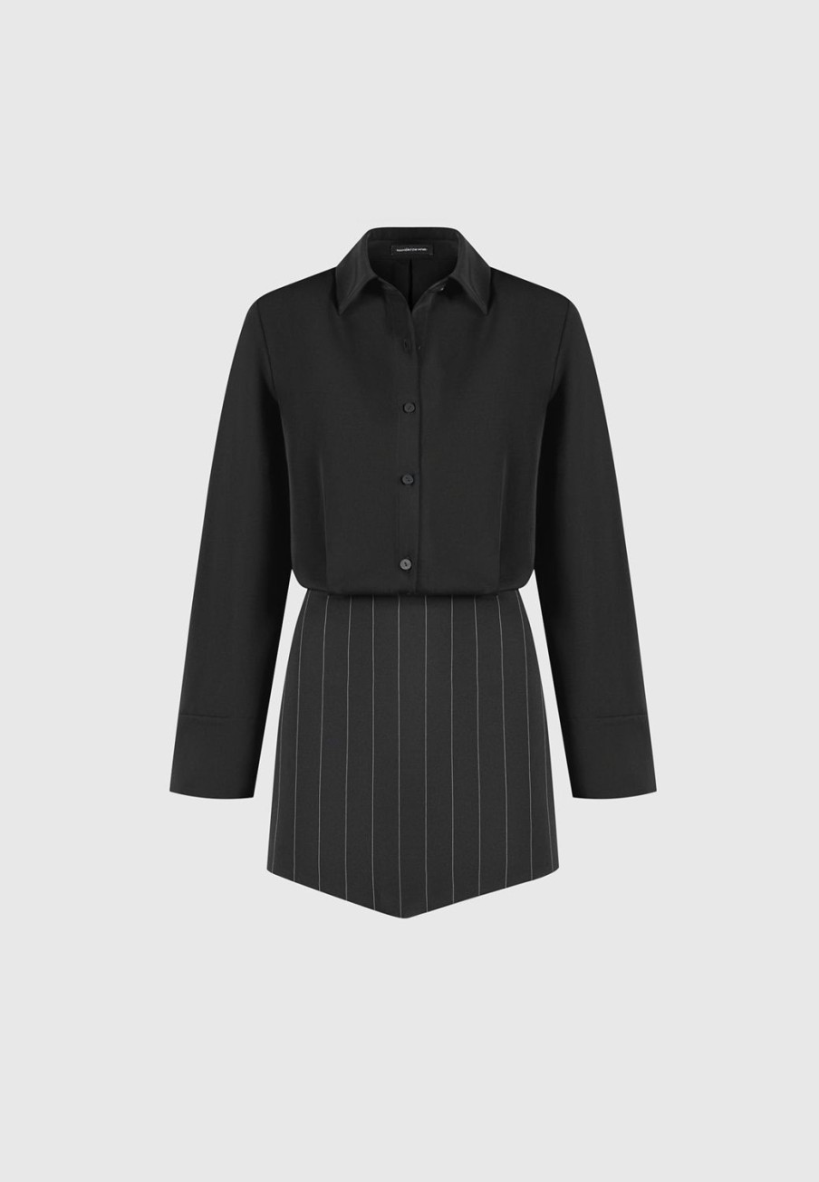 Maniere De Voir Pinstripe Skirt Shirt Dress | Dresses