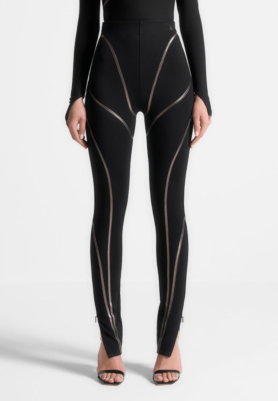 Maniere De Voir Chrome Piped Contour Leggings | Leggings