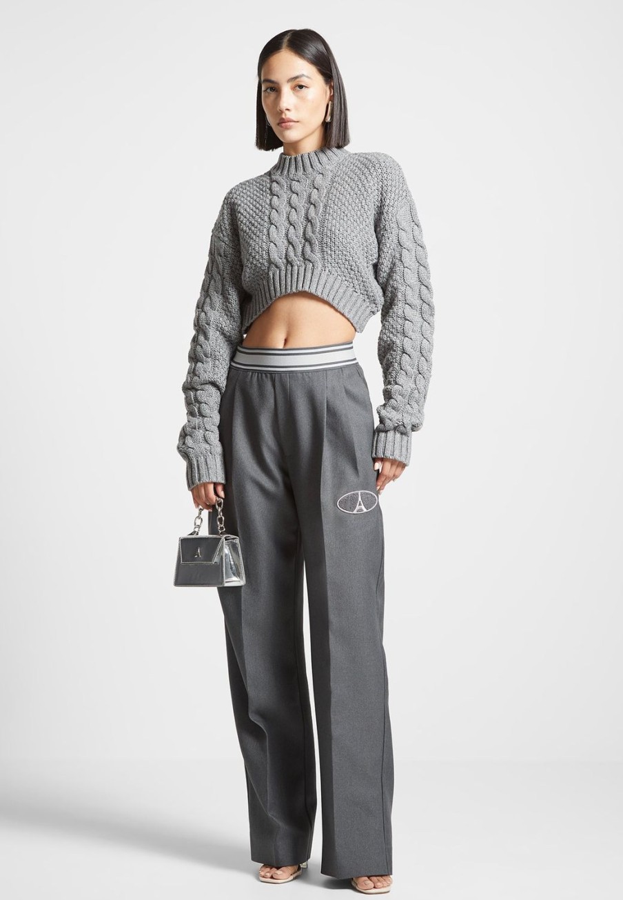 Maniere De Voir Cropped Cable Knit Jumper | Jumpers & Hoodies