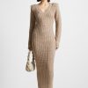 Maniere De Voir Wide Shoulder Knitted Midaxi Dress | Knitwear