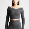 Maniere De Voir Off Shoulder Knit Crop Top | Knitwear