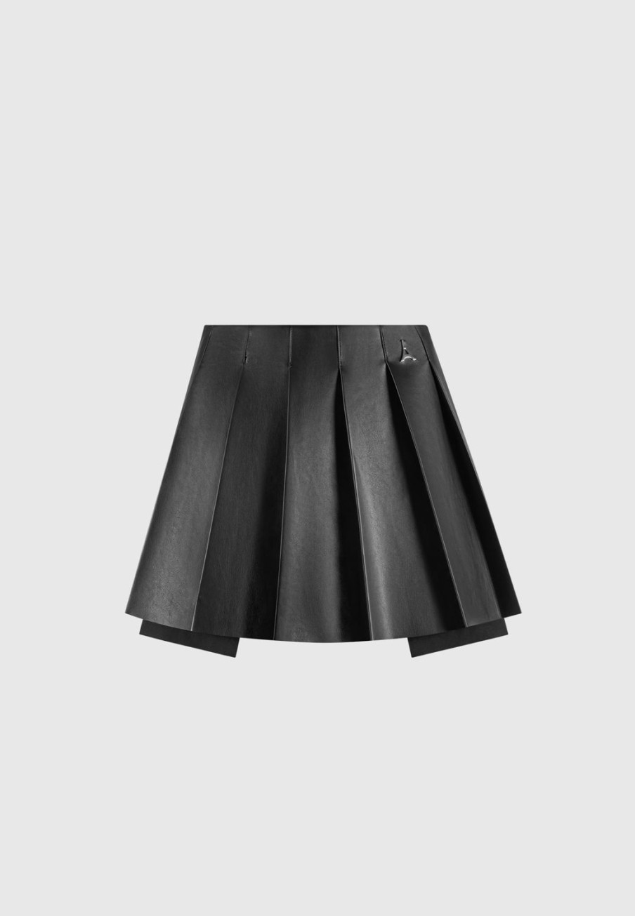 Maniere De Voir Vegan Leather Pleated Skort | Matching Sets