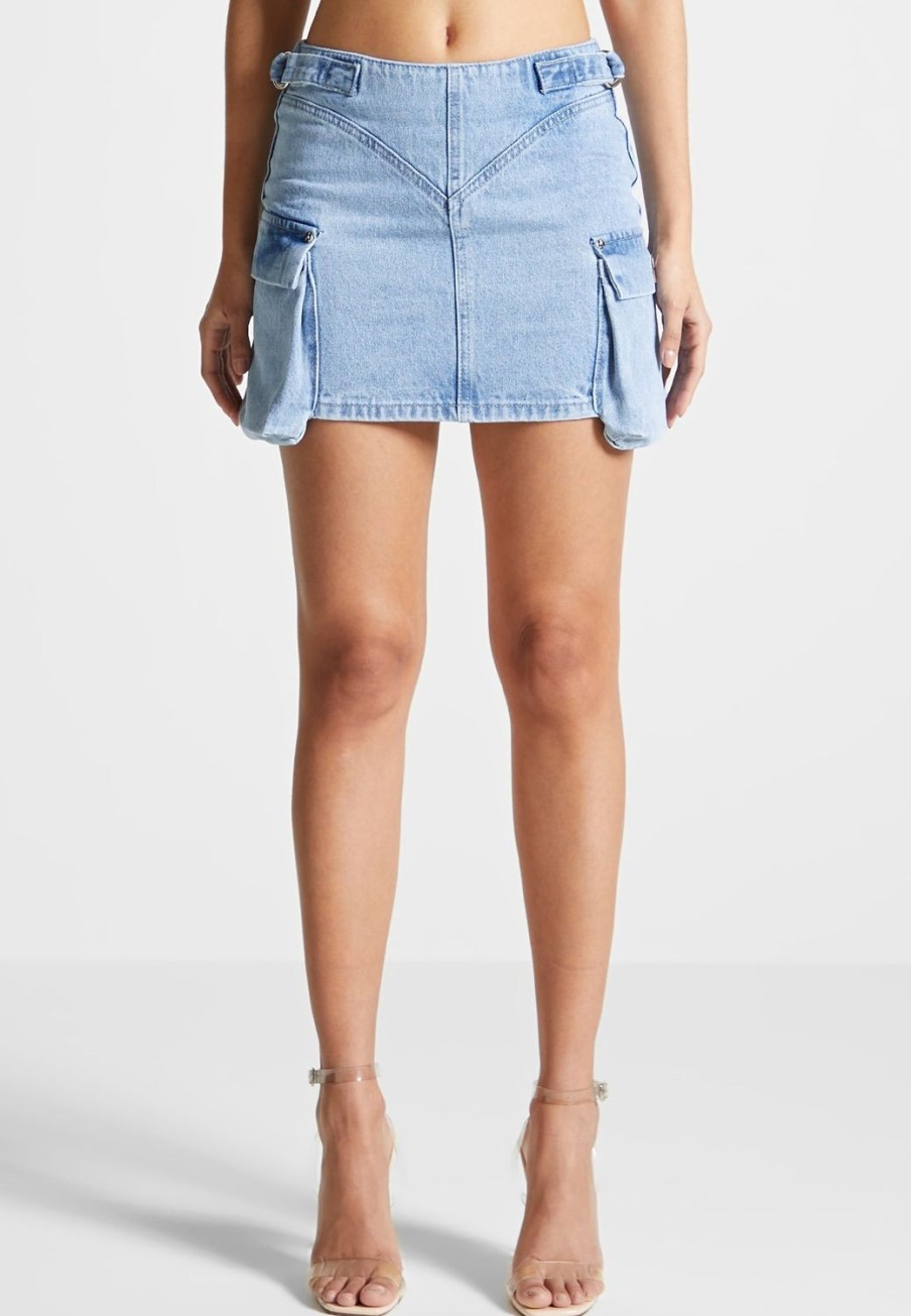 Maniere De Voir Denim Cargo Mini Skirt | Skirts