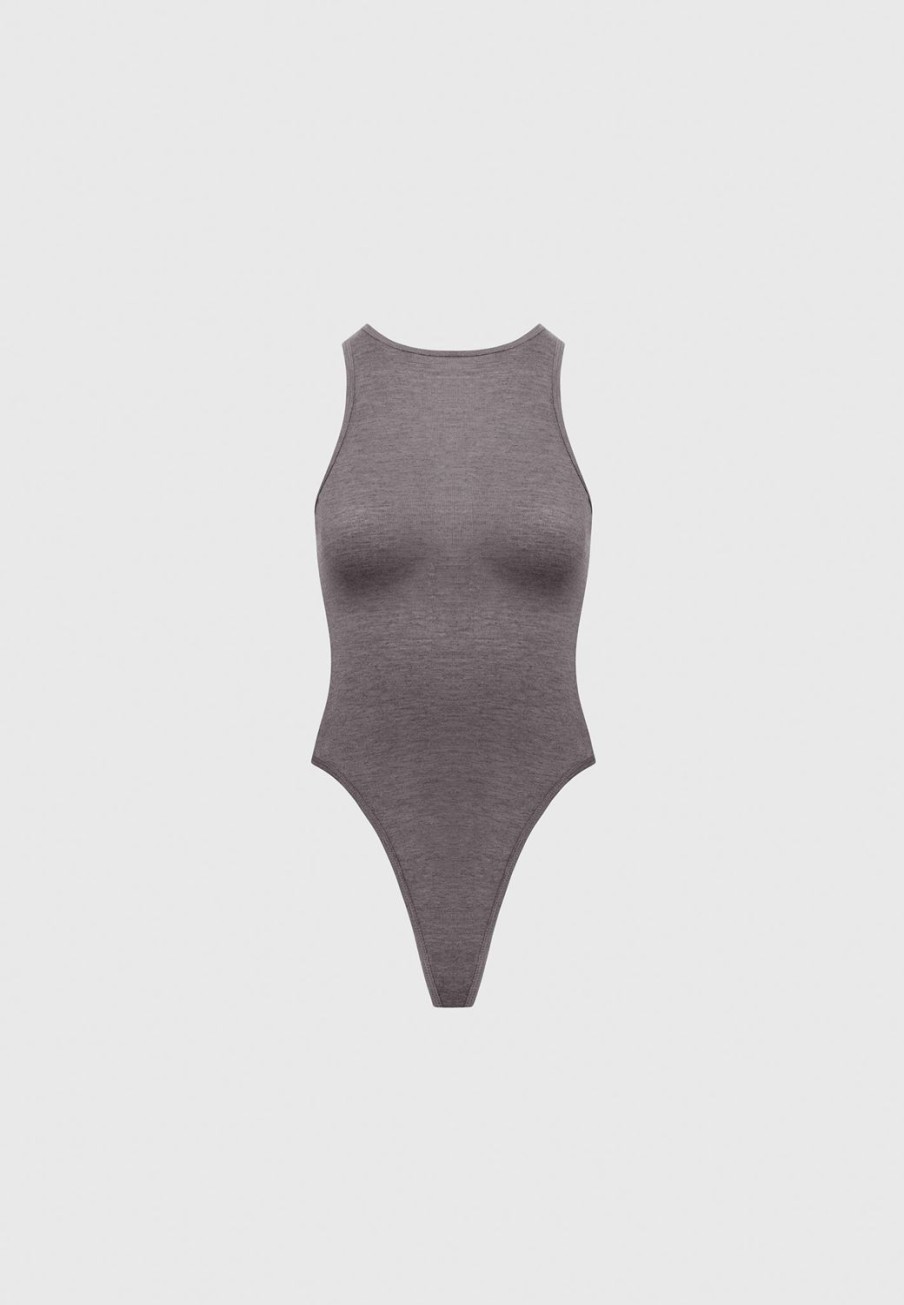 Maniere De Voir Eternelle Sheer Racer Neck Bodysuit | Bodysuits