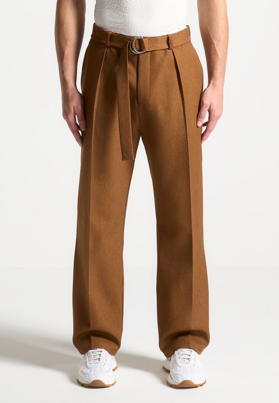 Maniere De Voir Textured Belted Tailored Trousers | Formal Trousers