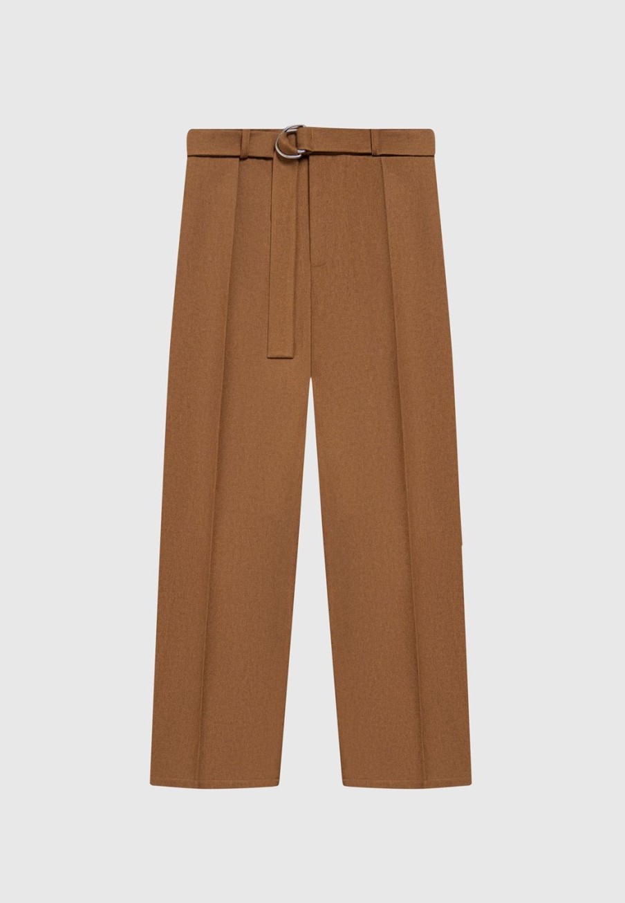 Maniere De Voir Textured Belted Tailored Trousers | Formal Trousers