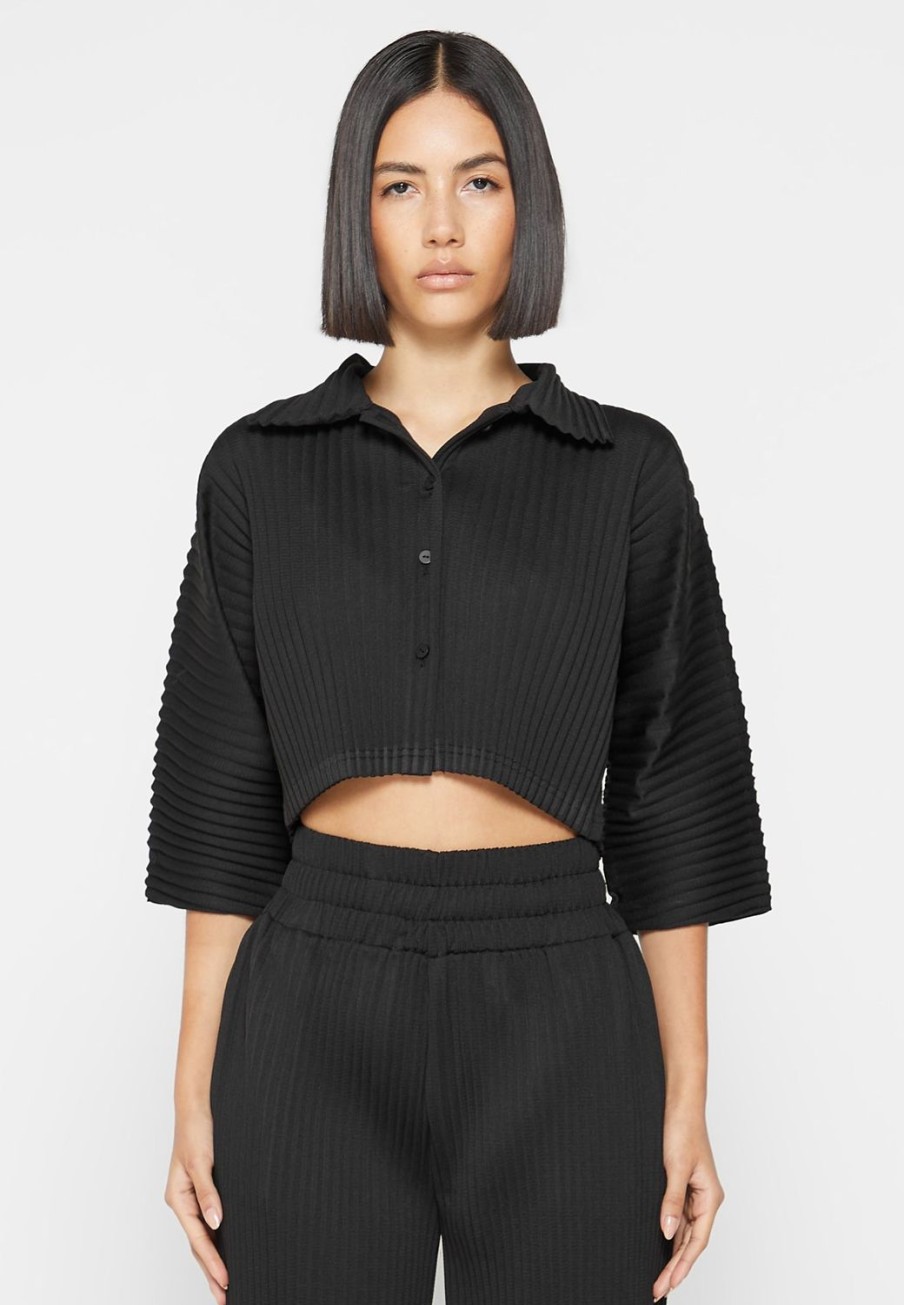 Maniere De Voir Pleated Cropped Shirt | Matching Sets